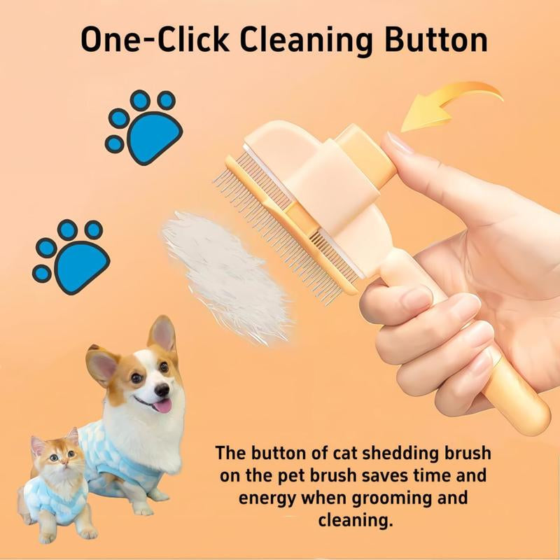 2Pack Pet Comb for Dogs Cats with Long Short Stainless Steel Metal Teeth for Shedding and Tangles, Self-Cleaning Pet Comb for Dogs and Cats
