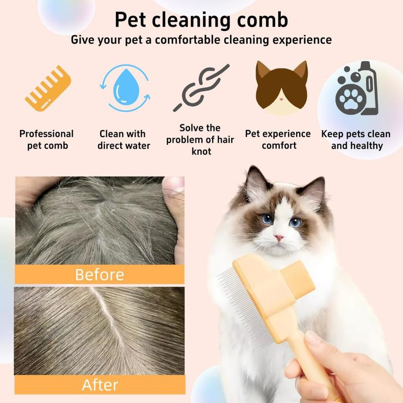 2Pack Pet Comb for Dogs Cats with Long Short Stainless Steel Metal Teeth for Shedding and Tangles, Self-Cleaning Pet Comb for Dogs and Cats
