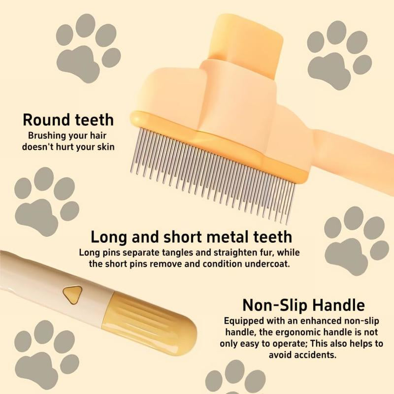 2Pack Pet Comb for Dogs Cats with Long Short Stainless Steel Metal Teeth for Shedding and Tangles, Self-Cleaning Pet Comb for Dogs and Cats